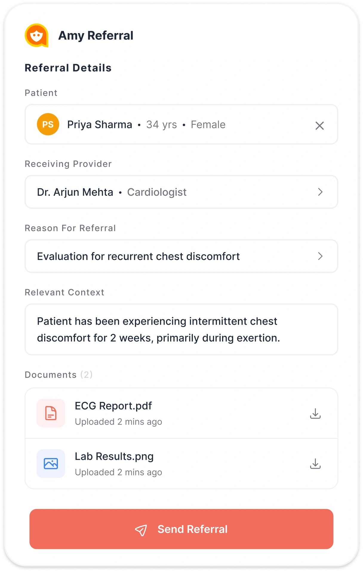 Amy Referral Creation Form